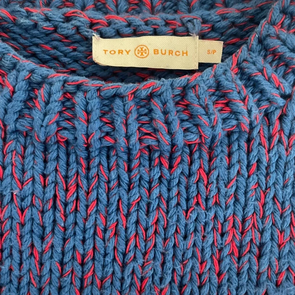 Tory Burch Mouline Short Sleeve Chunky Knit Sweater Coastal Nantucket Size S/P - Picture 3 of 3